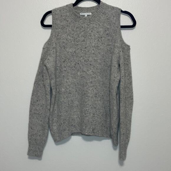 REBECCA MINKOFF Gray Cold Shoulder Wool Sweater Size L - Picture 1 of 6